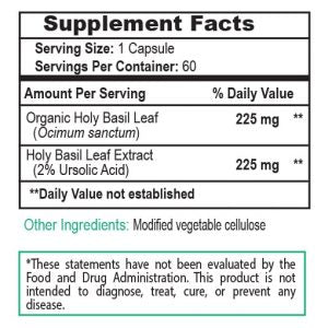Holy Basil Supplement Facts